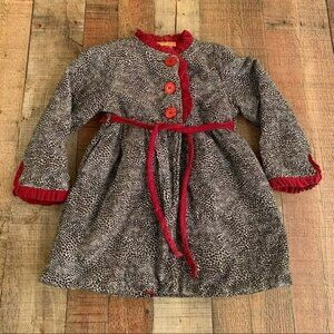 Penelope Mack Girls size 5 Leopard Print Coat With Red Trim